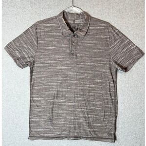 Helix Polo Shirt Mens Medium Striped Casual Short Sleeve Modern‎ Fit Brown